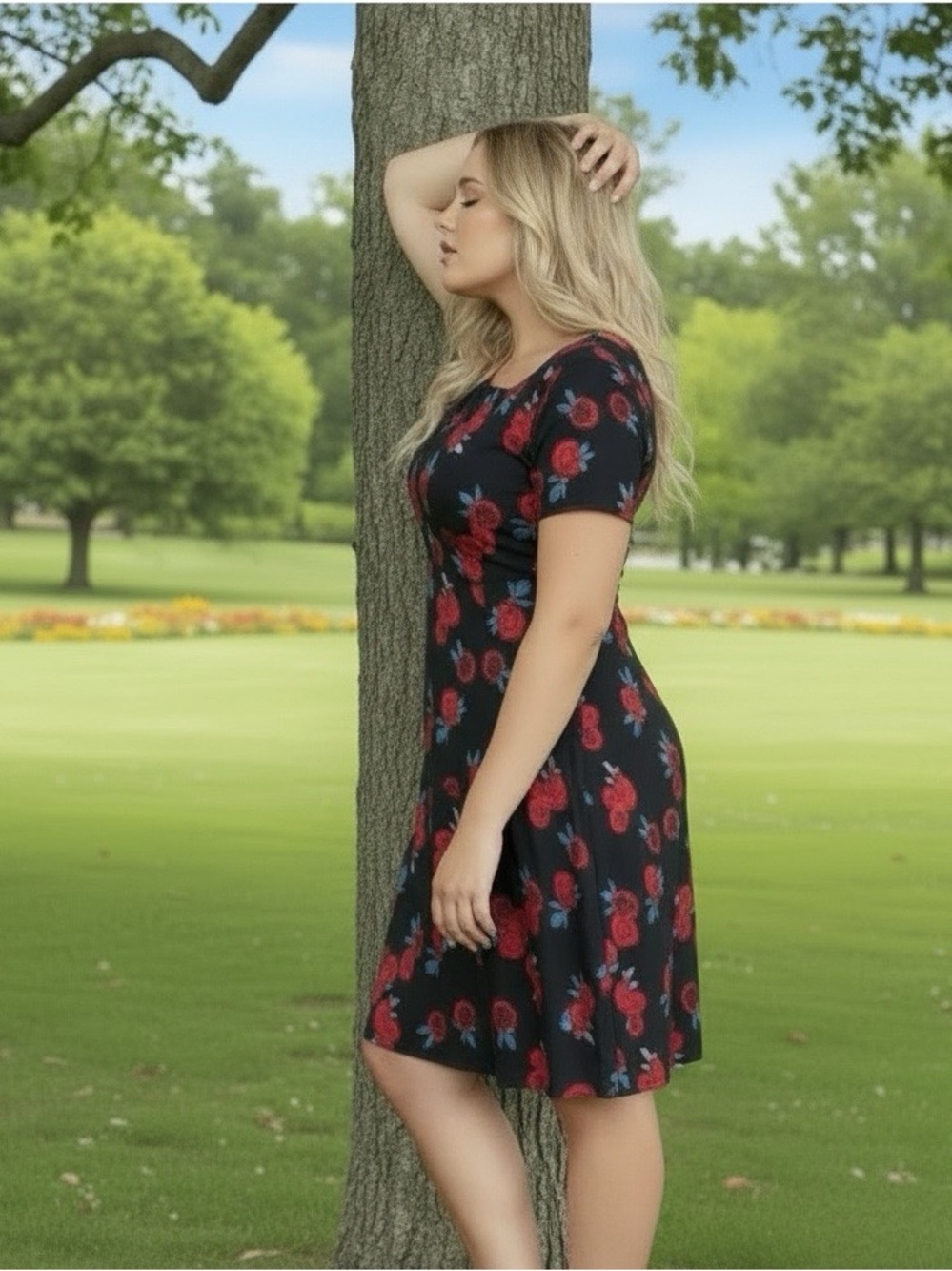 Lane Bryant Floral Fit and Flare Dress - Picture 2 of 9